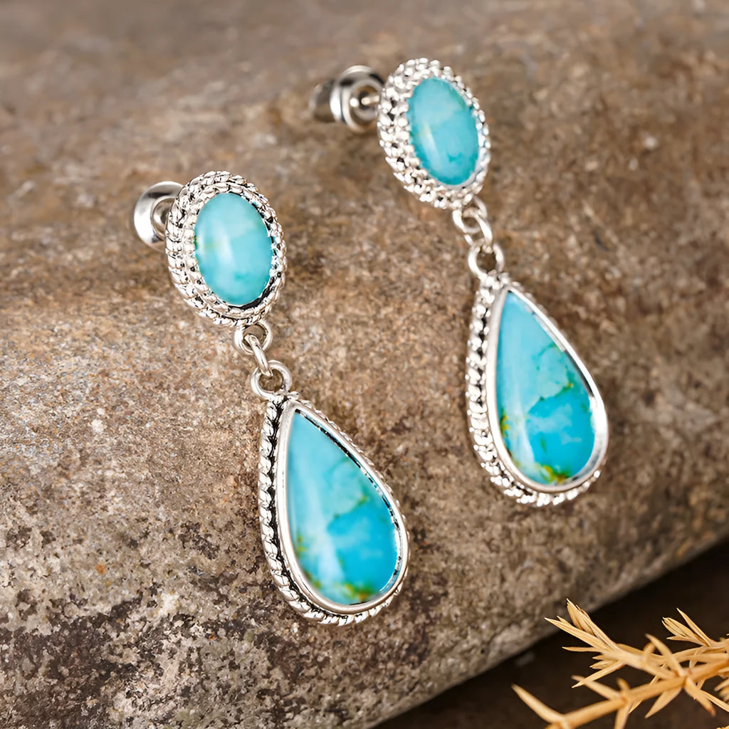 Classical Temperament Water Drop Earrings for women white gold colour copper drop shape geometric Chinese style