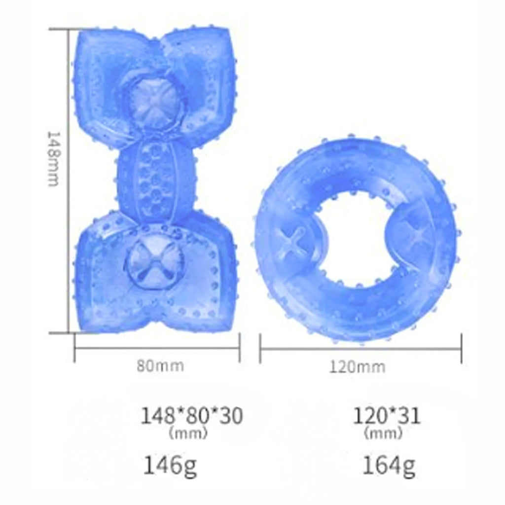 A non-toxic freezable dog chew toy for teething puppies and dogs, shown with a thickened outer design.