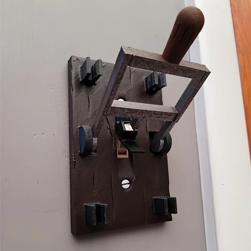 White retro mechanical light switch with decoration plate for wall mounting