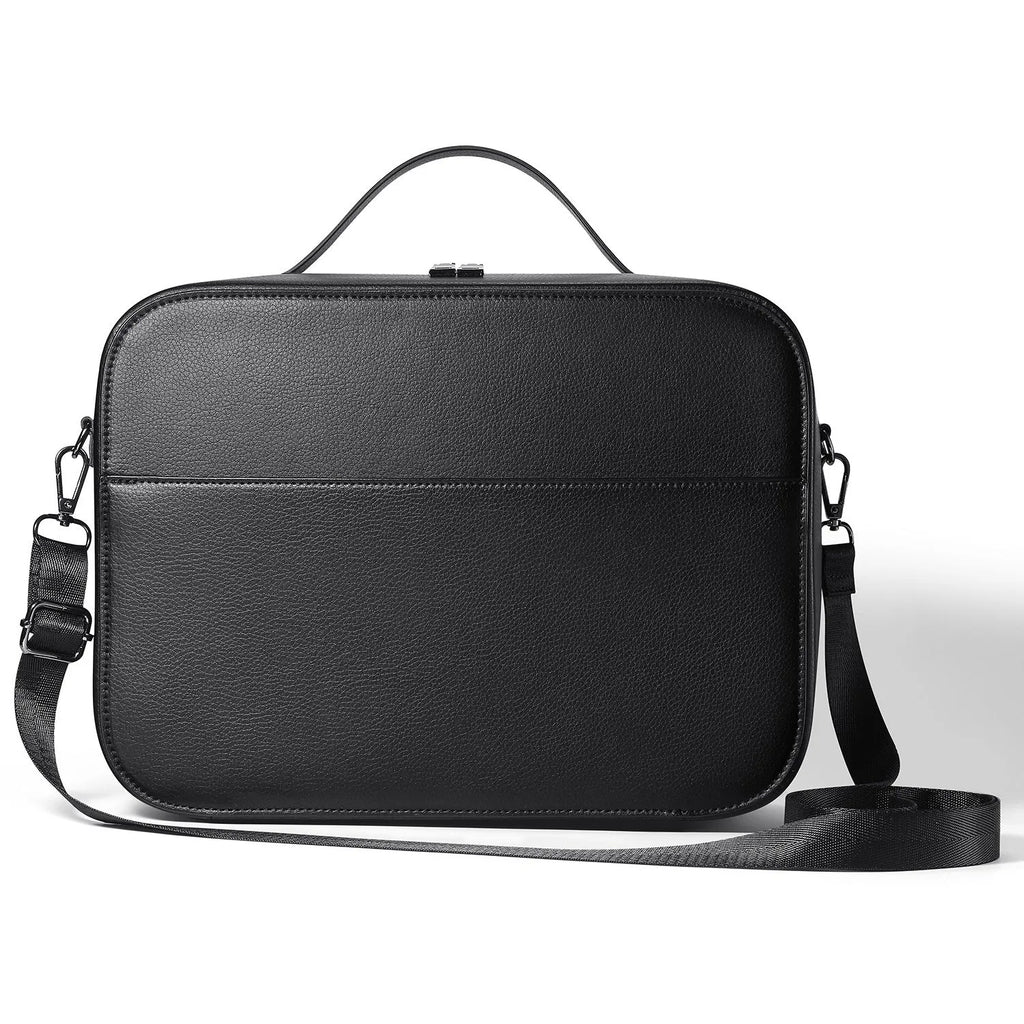 Black superfiber MR glasses storage box for Apple Vision Pro with dimensions shown.
