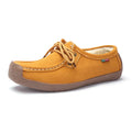 Women's lace-up flat shoes with frosted upper, rubber sole, round toe, and front-tie fastening