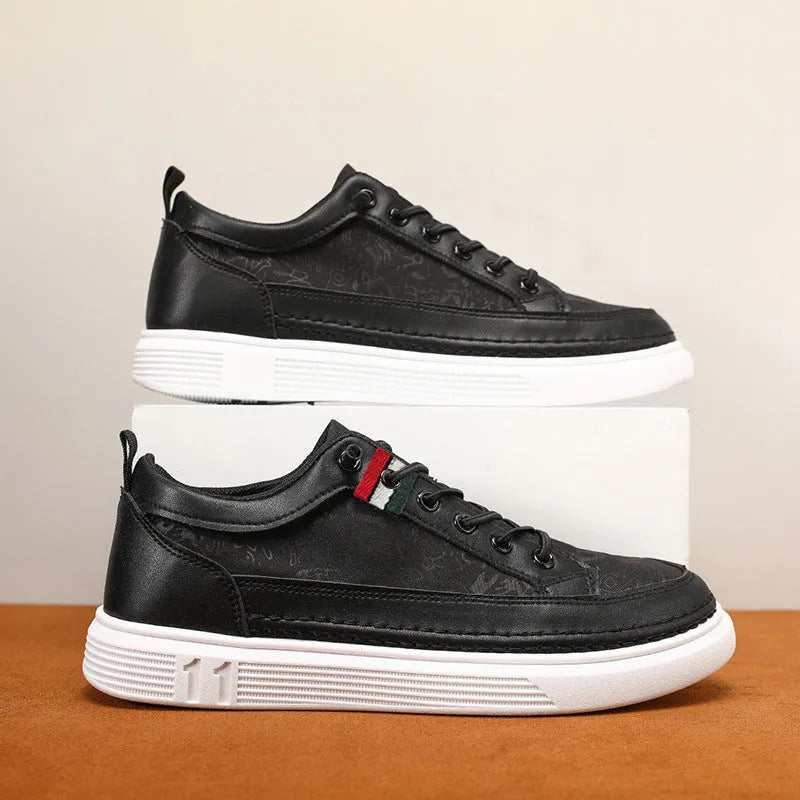 Men's high-cut casual sneakers in black with a round toe, PU upper, and PVC sole.