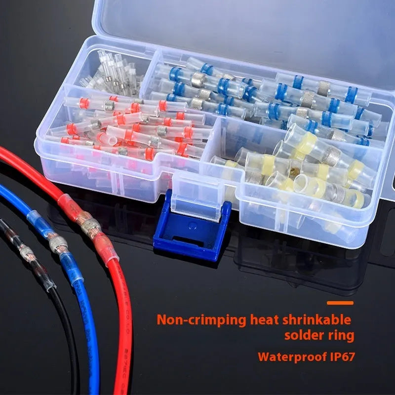 Plastic heat shrink solder ring terminal block in seven colours for waterproof 32A wiring connections