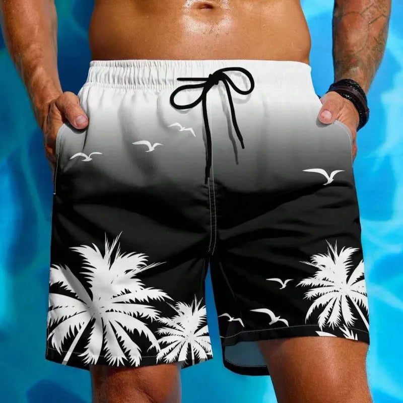 Men's ethnic style swimming trunks with loose board short design in polyester fabric