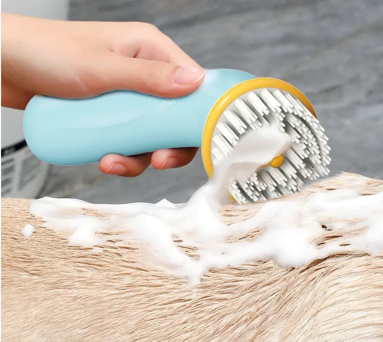 New hand-held blue pet bath brush with ABS PP TPR material 62 by 90 by 160mm for dogs and cats