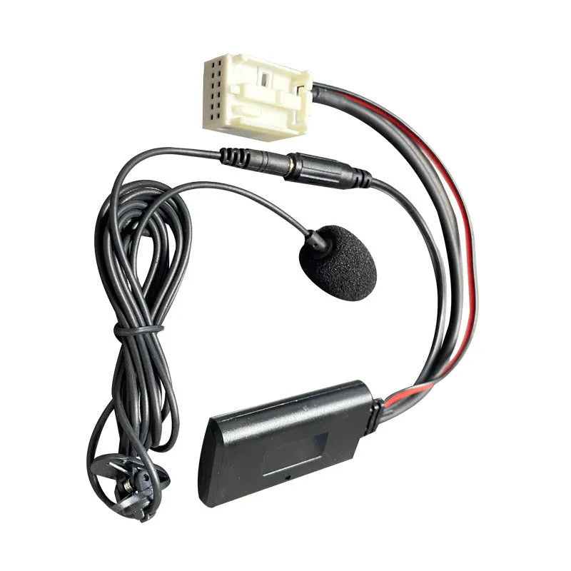 Bluetooth aux adapter cable and microphone kit for Citroën and Peugeot RD4 car stereos.