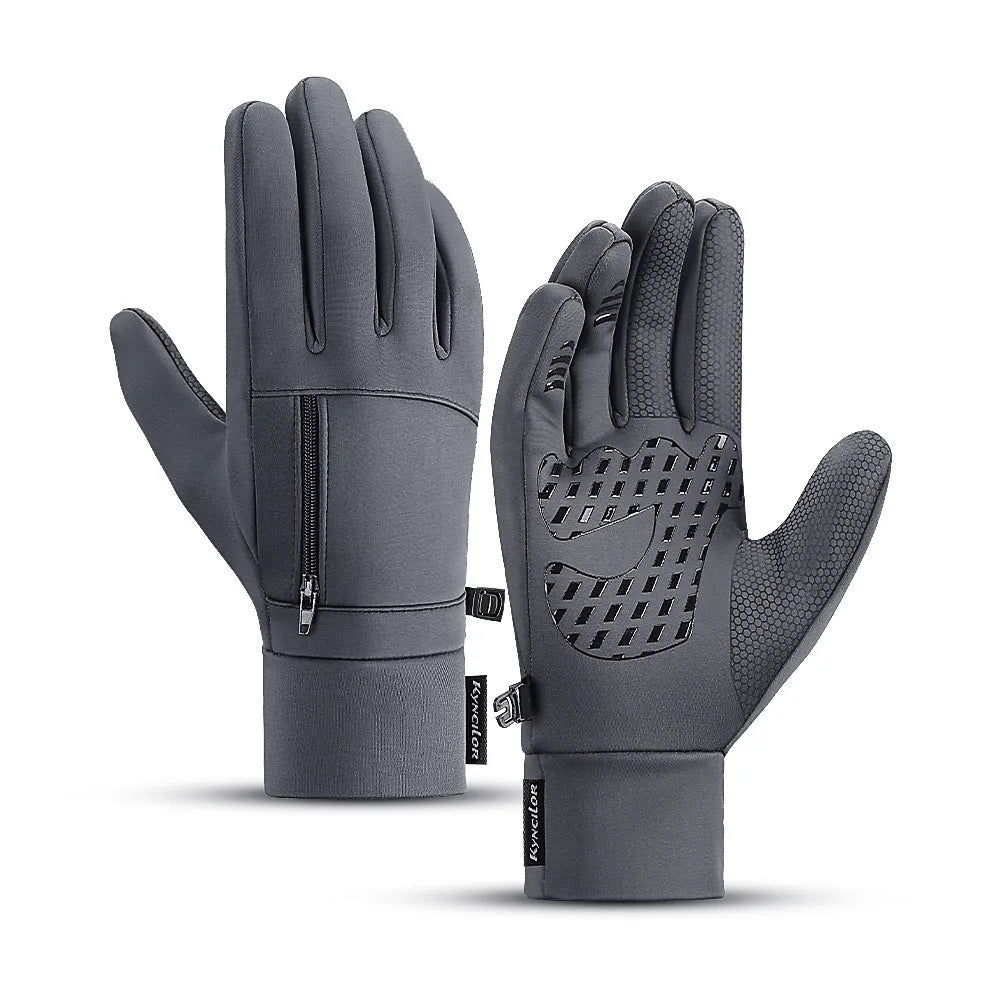 Winter cycling gloves in black or gray, polyester unisex finger gloves for cold-weather sports