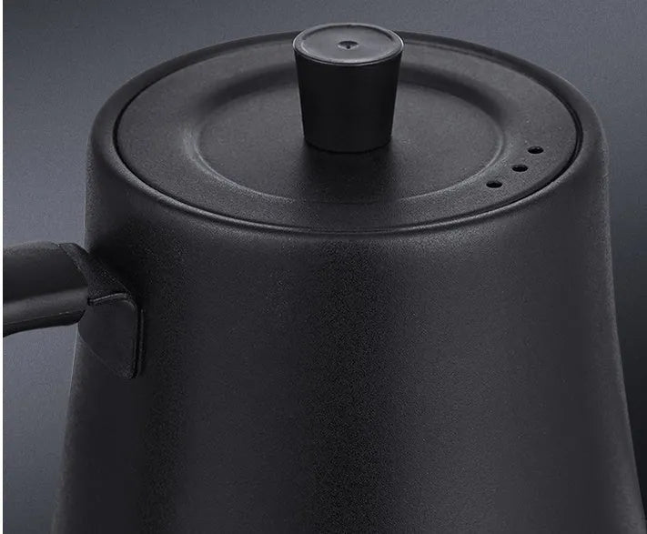 Slender mouth stainless steel electric kettle with heat preservation function for office use in black colour