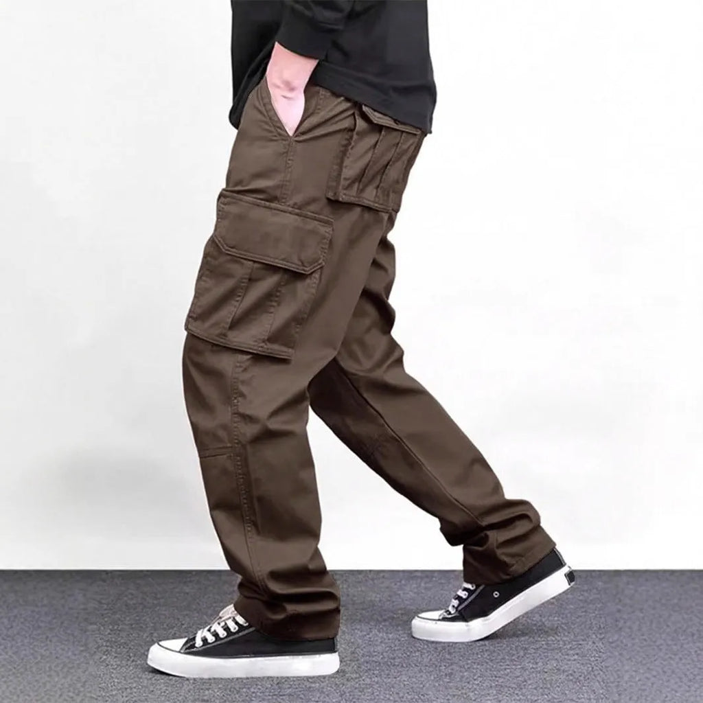High waist loose straight leg trousers in khaki, bamboo fibre blend, with drawstring waist, women's casual spring autumn pants