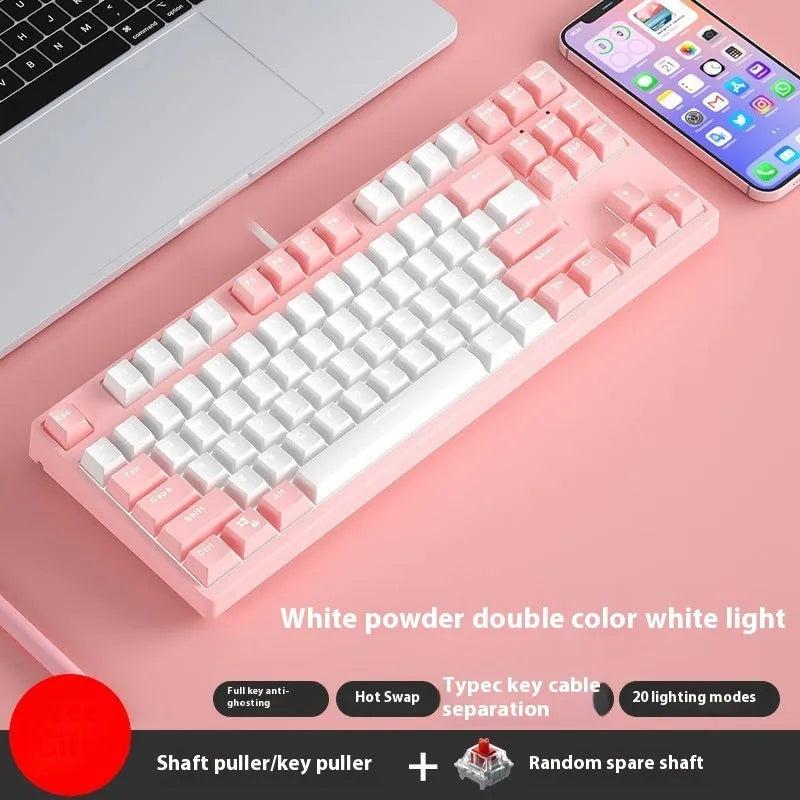 87-key wired mechanical keyboard with two-colour backlighting and hot-swappable switches