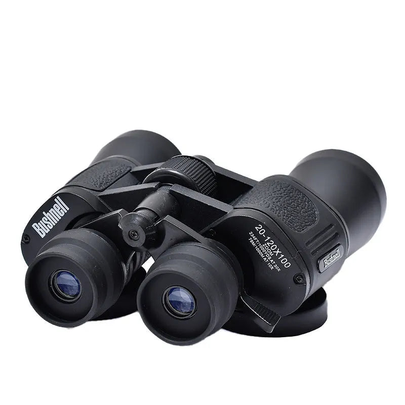 Outdoor binocular telescope with continuous 20-120x zoom and 100mm objective lens