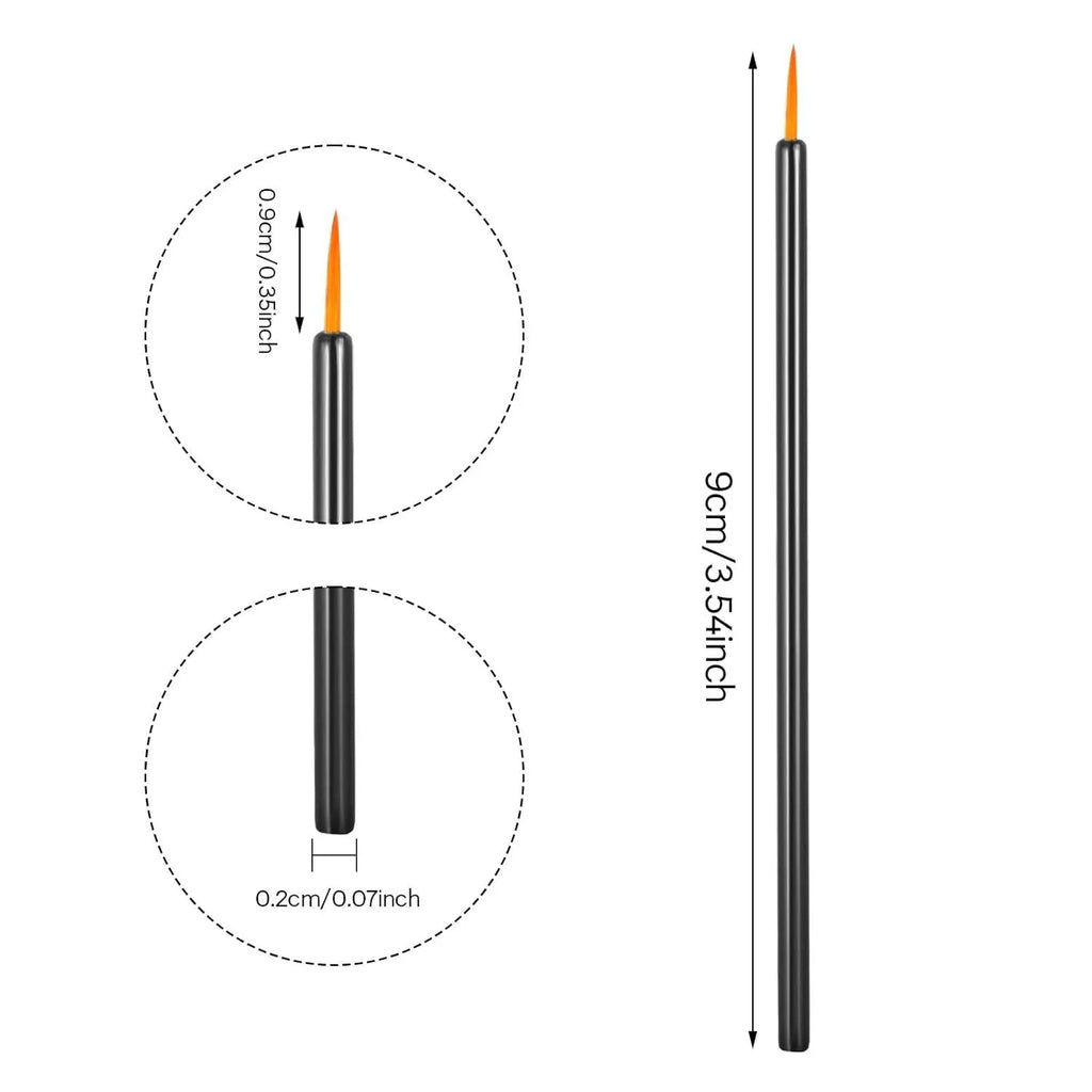 One hundred black disposable eyeliner brushes with fine points, each in a clear plastic sleeve.