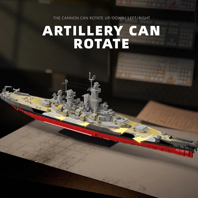 High difficulty puzzle splicing building blocks USS Missouri battleship plastic model kit in colour box