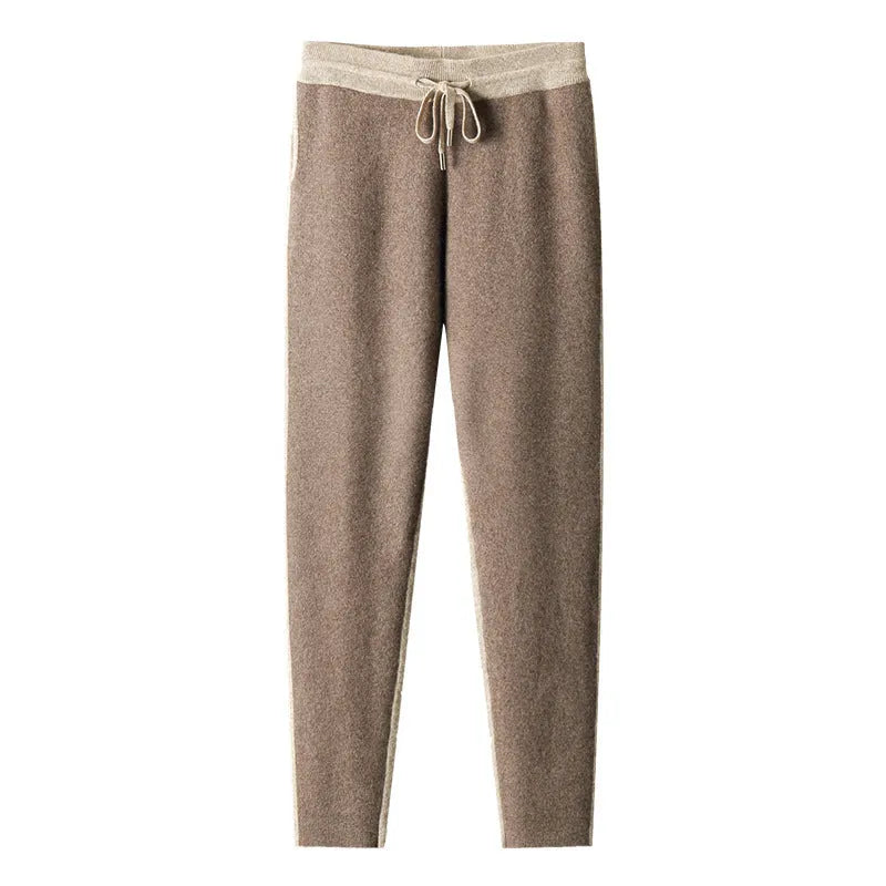 Men's cashmere wool blend cardigan suit with half-turtleneck zip jacket and matching trousers in winter colours