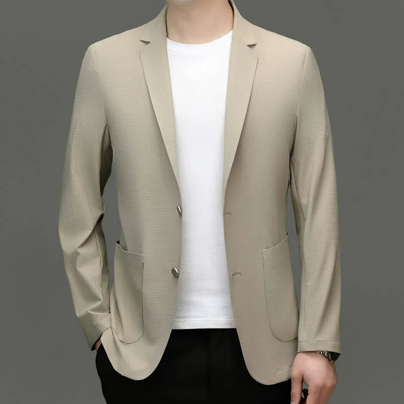 Men's thin ice silk sunscreen jacket, loose long sleeve, polyester lining, grey black navy khaki grey green