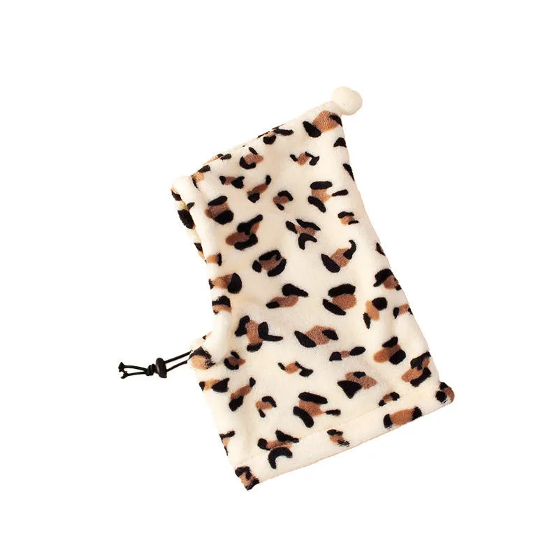 Cute bear face cloth headdress with rabbit ears for dogs or cats in leopard print, black, or red.