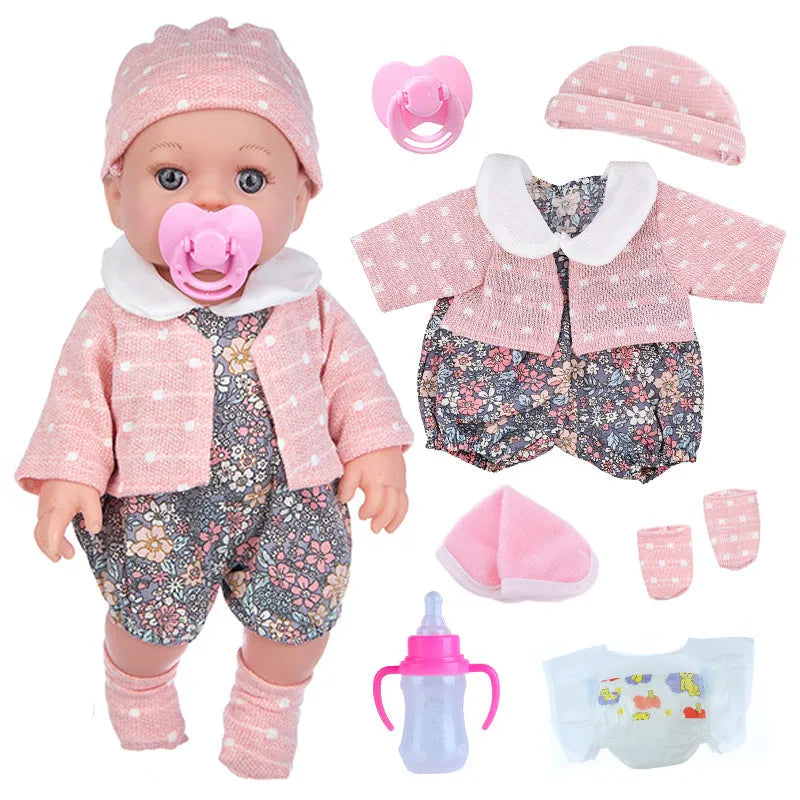 30cm full vinyl baby doll with changeable doll clothes suit in TM-010 or TM-011 colour