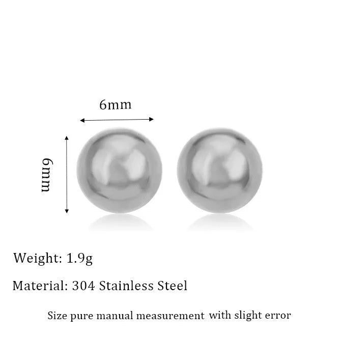 Stainless steel 18K gold-plated ball stud earrings in geometric round design