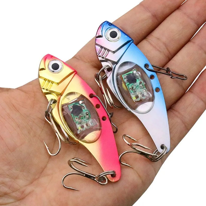 Lure Metal Vib Electronic Lure fishing bait luminous metal vib body blue and red colour options