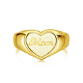 S925 sterling silver heart-shaped MOM open ring for women with adjustable fit