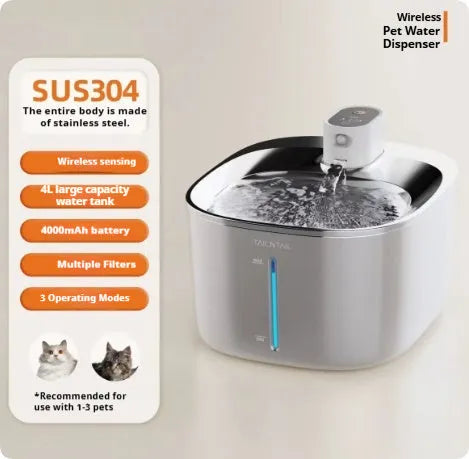 Large-capacity stainless steel intelligent circulating water pet water fountain for cats