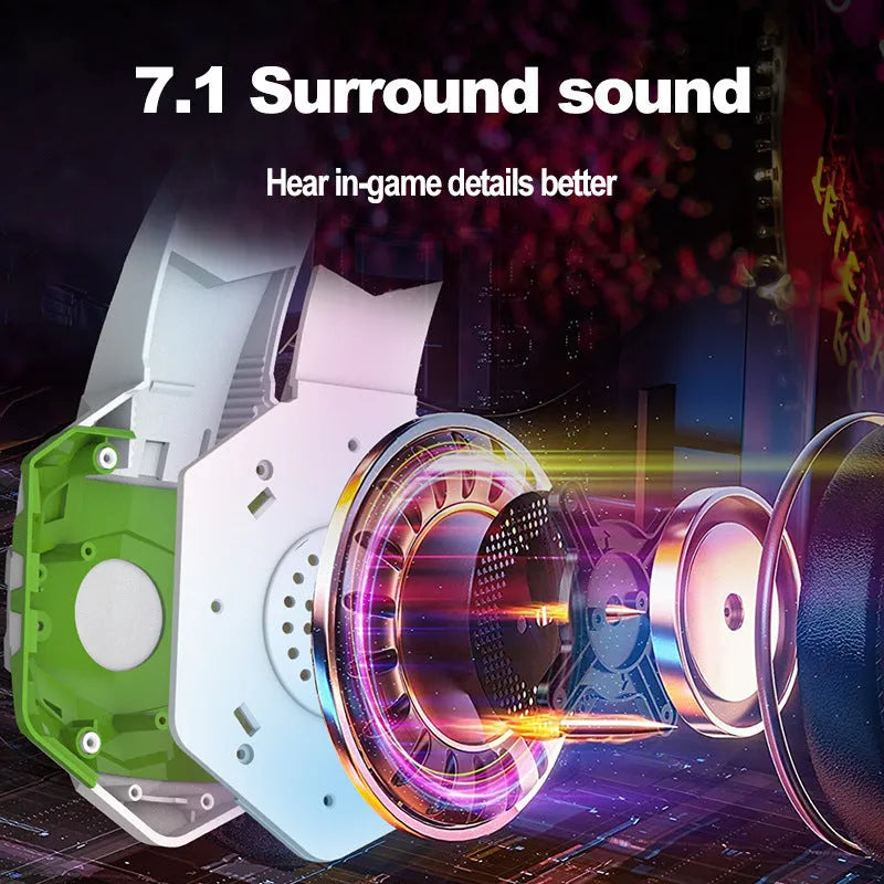 Wired gaming headset with microphone and breathing light in multiple colour options