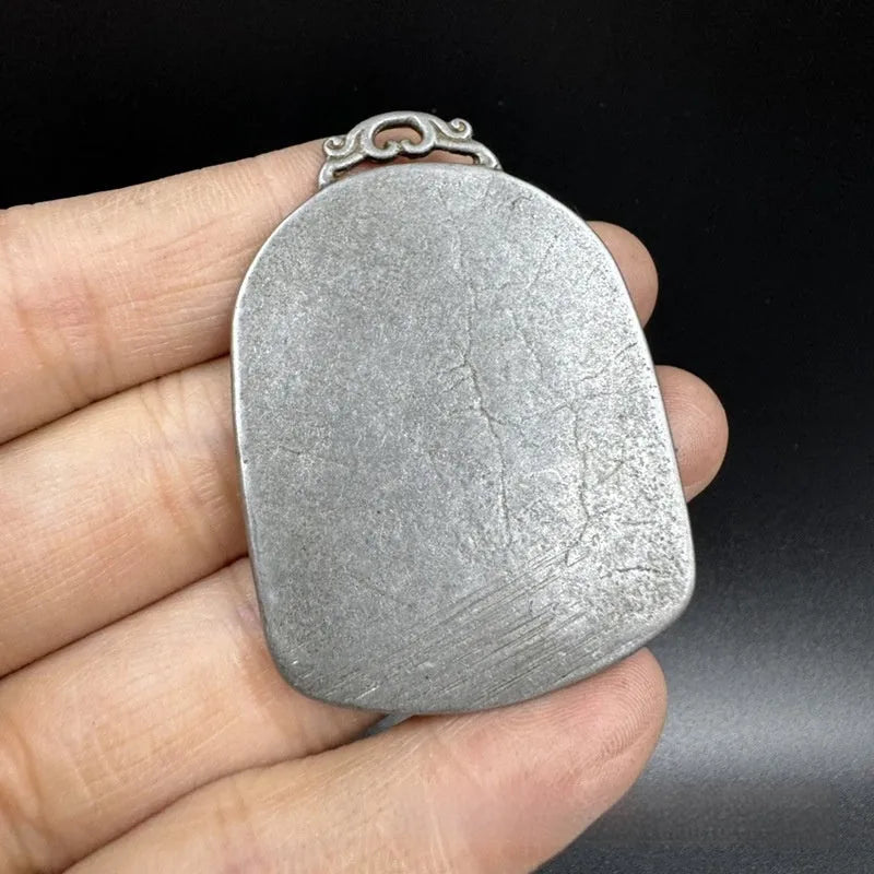 Iron metal hanging pendant with Chinese-style Aryaacalanatha Yamantaka geometry design.