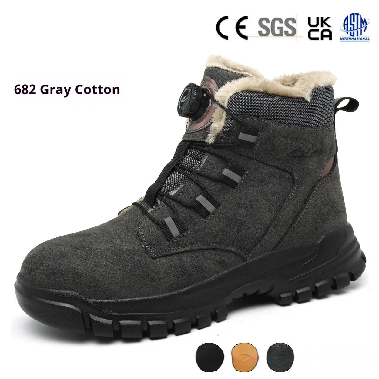 Men's black lightweight labour protection safety shoes with leather upper and rubber sole.