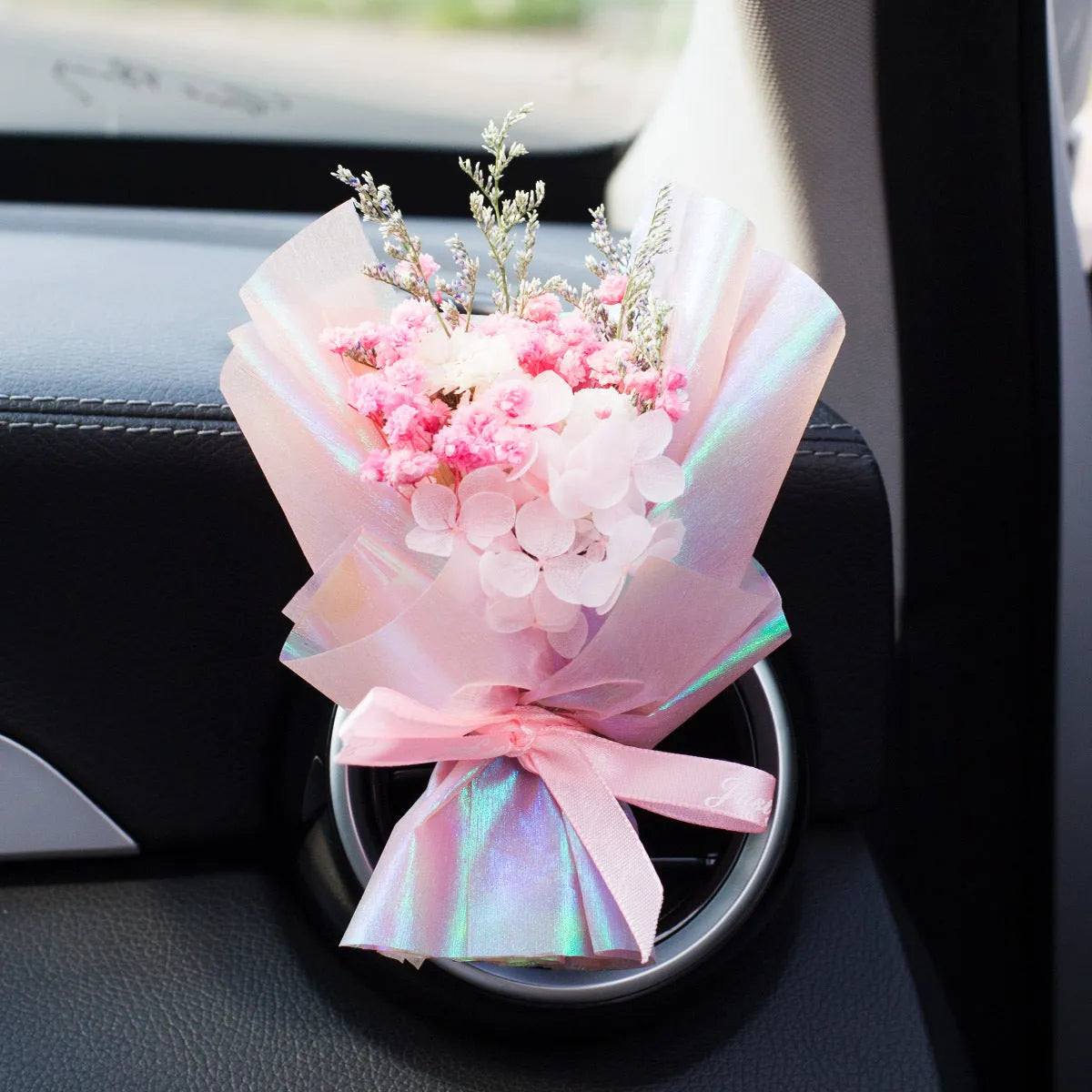 Handmade dried flower car vent air freshener ornament with essential oil fragrance slices