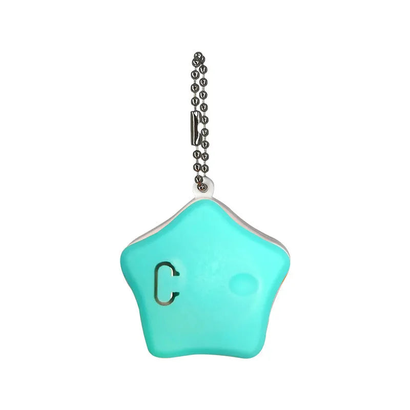 Blue rechargeable pet pendant light with silicone collar attachment for dog night visibility