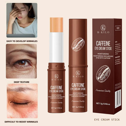 Caffeine Eye Cream Stick in a twist-up tube for targeting dark circles and fine lines.