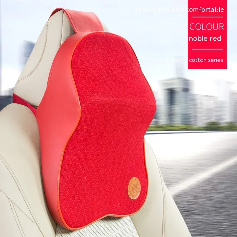 Memory foam automotive headrest and lumbar support pillow set in multiple colour options
