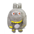 Children's dinosaur plush backpack with embroidered detailing and soft handle in blue colour