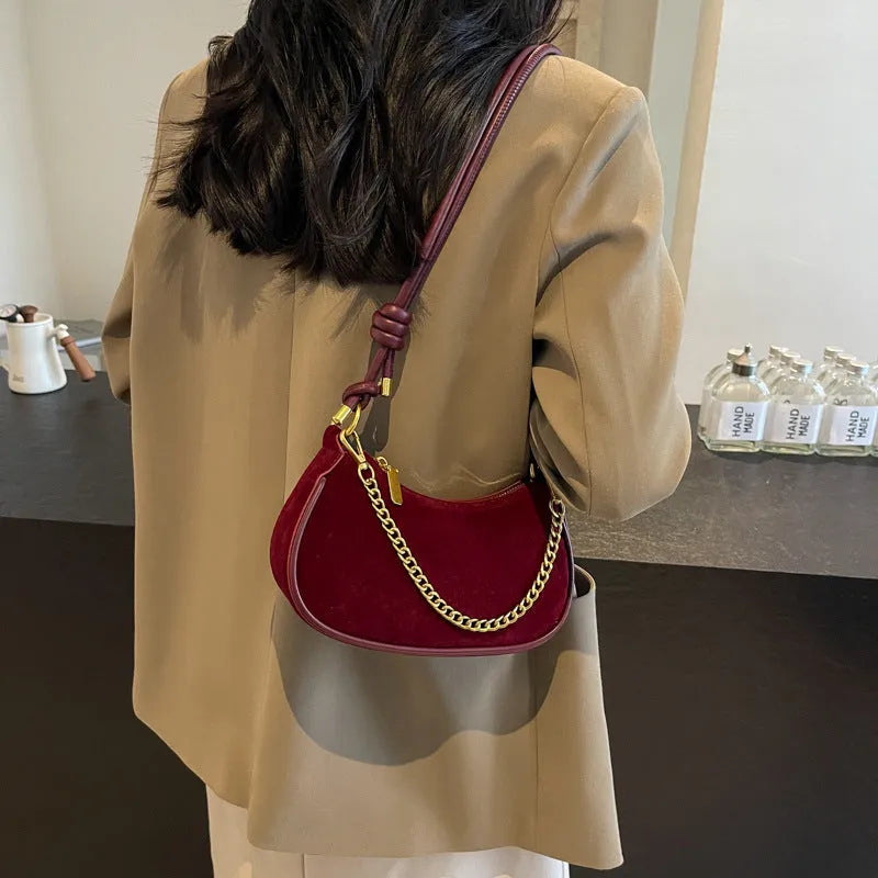 Minority frosted square PU crossbody shoulder bag in brown with single strap and sewing line detail
