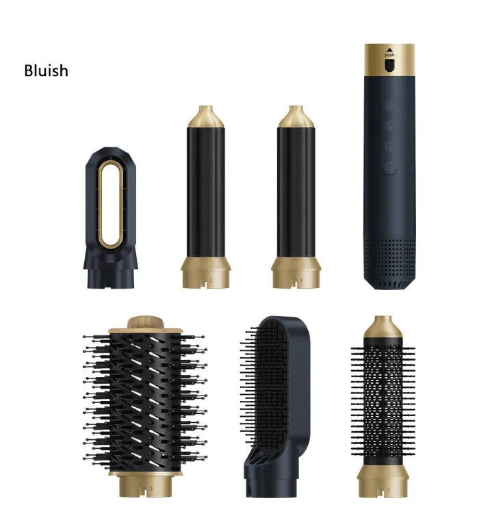 6-in-1 hot air styling comb with leather case for curling and straightening hair