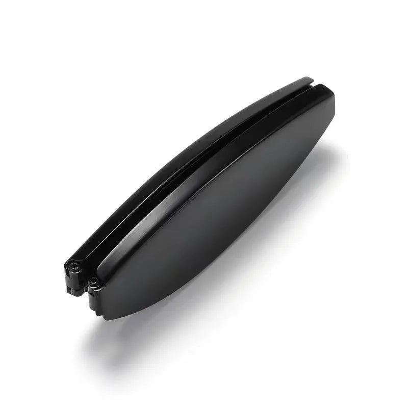 Folding presbyopic reading glasses in black frame shown open and folded with protective case