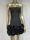 Women's solid colour polyester dress with mid-waist design in urban style