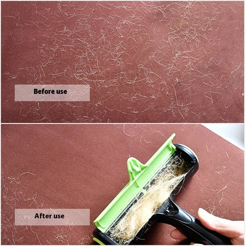 Automatic two-way pet hair lint roller for cleaning sofas and upholstery.