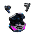 X15 wireless in-ear gaming headphones in black with charging case and cable.