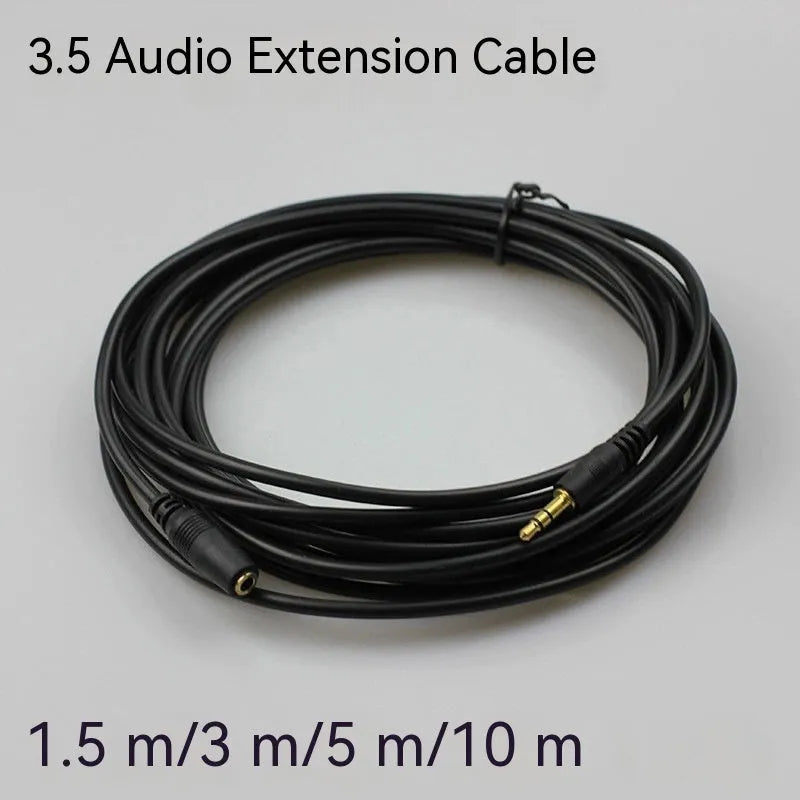 3.5mm stereo audio extension cable, male to female, 24K gold-plated plug, oxygen free copper, PVC cover