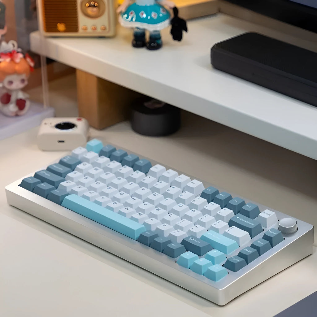 Heiji Snake aluminium mechanical keyboard kit with key puller and USB receiver on a desk