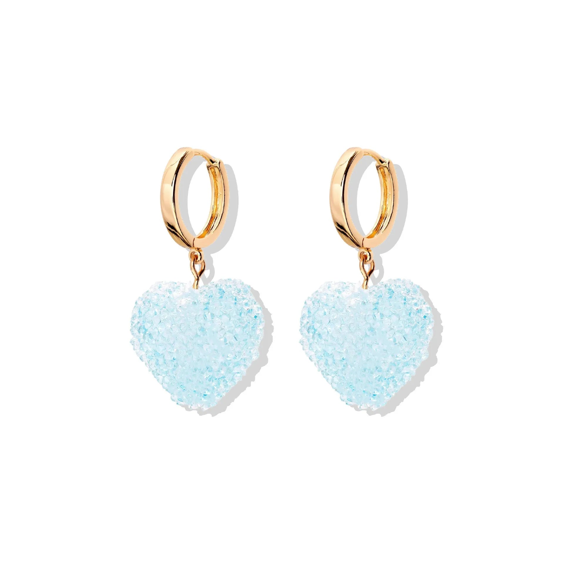 Colored loving heart resin necklace and earrings set with heart-shaped pendant and matching earrings in candy colours