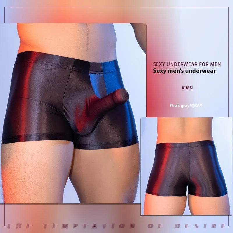 Seamless men's boxers in red with a mid-waist fit and hip-lift design