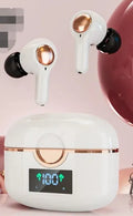 T22 wireless Bluetooth earbuds with digital display, binaural in-ear design, available in black white pink