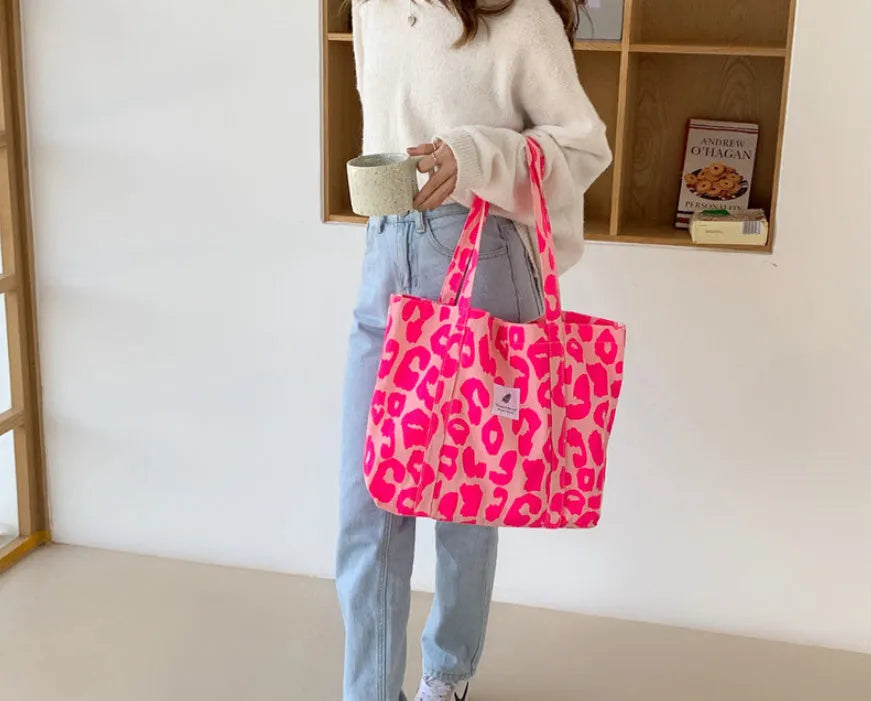 Large simple Oxford cloth women's shoulder bag with three-dimensional pocket in black, pink, or blue