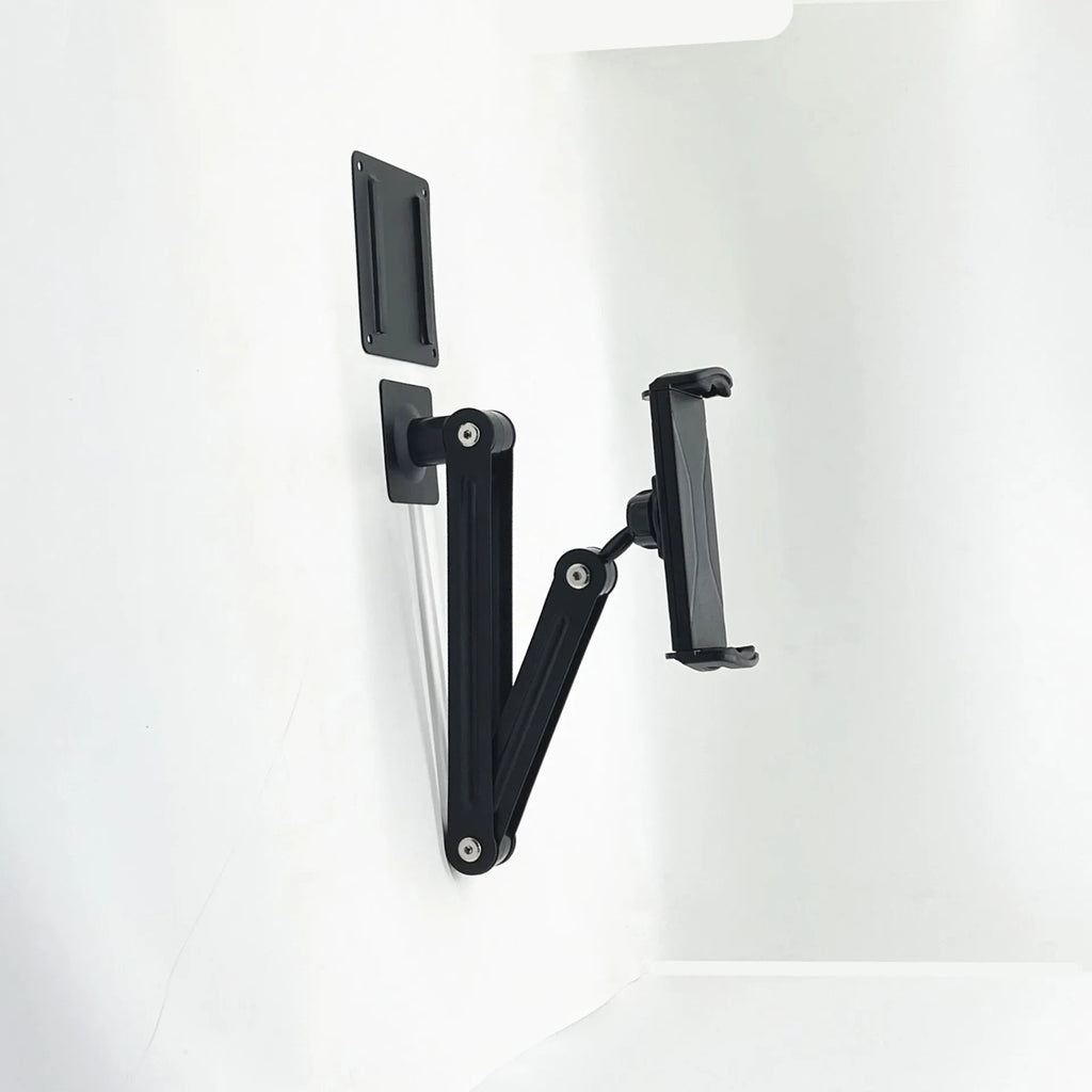 Universal alloy wall rack for tablet and large mobile phone, wall-mounted foldable bracket