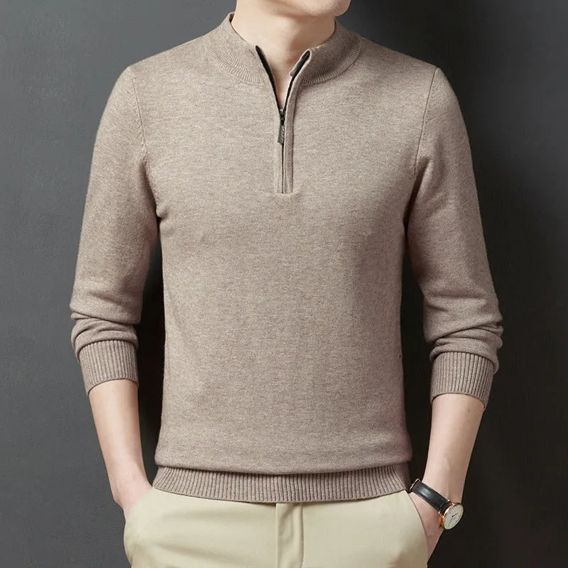 Men's zipper casual bottoming sweater in loose fit, long sleeves, seven colour options