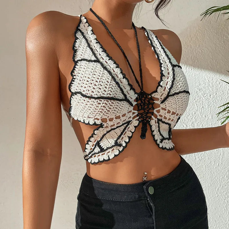 Women's black and white classic bikini swimsuit sporty design acrylic fabric