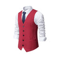 Men's striped suit vest with non-ironing polyester fabric in black, khaki or red stripe patterns