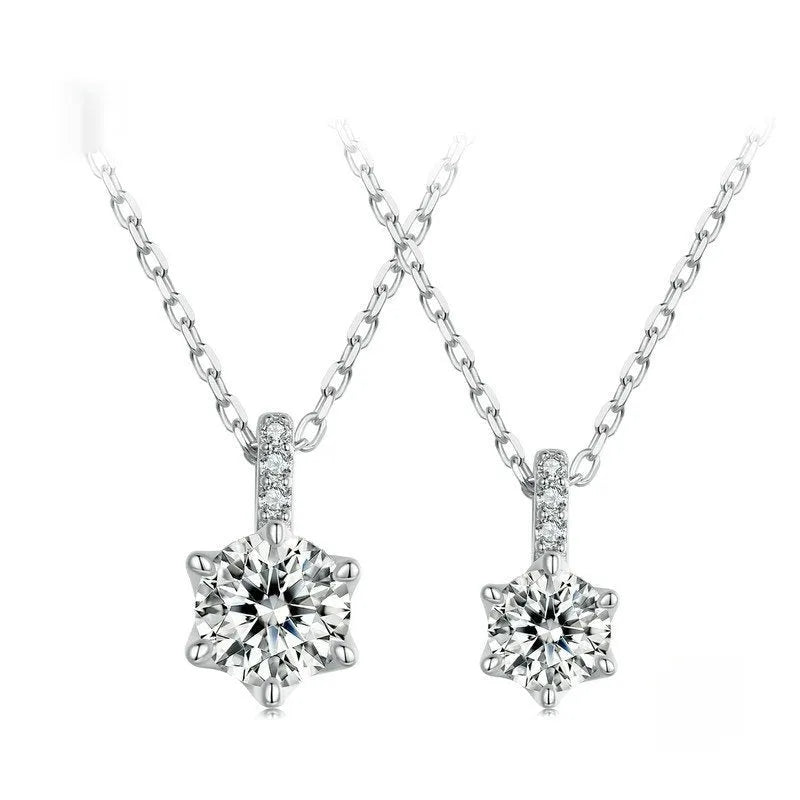Shining moissanite starry sky pendant necklace in 925 silver with O-ring chain, adjustable 41-50cm